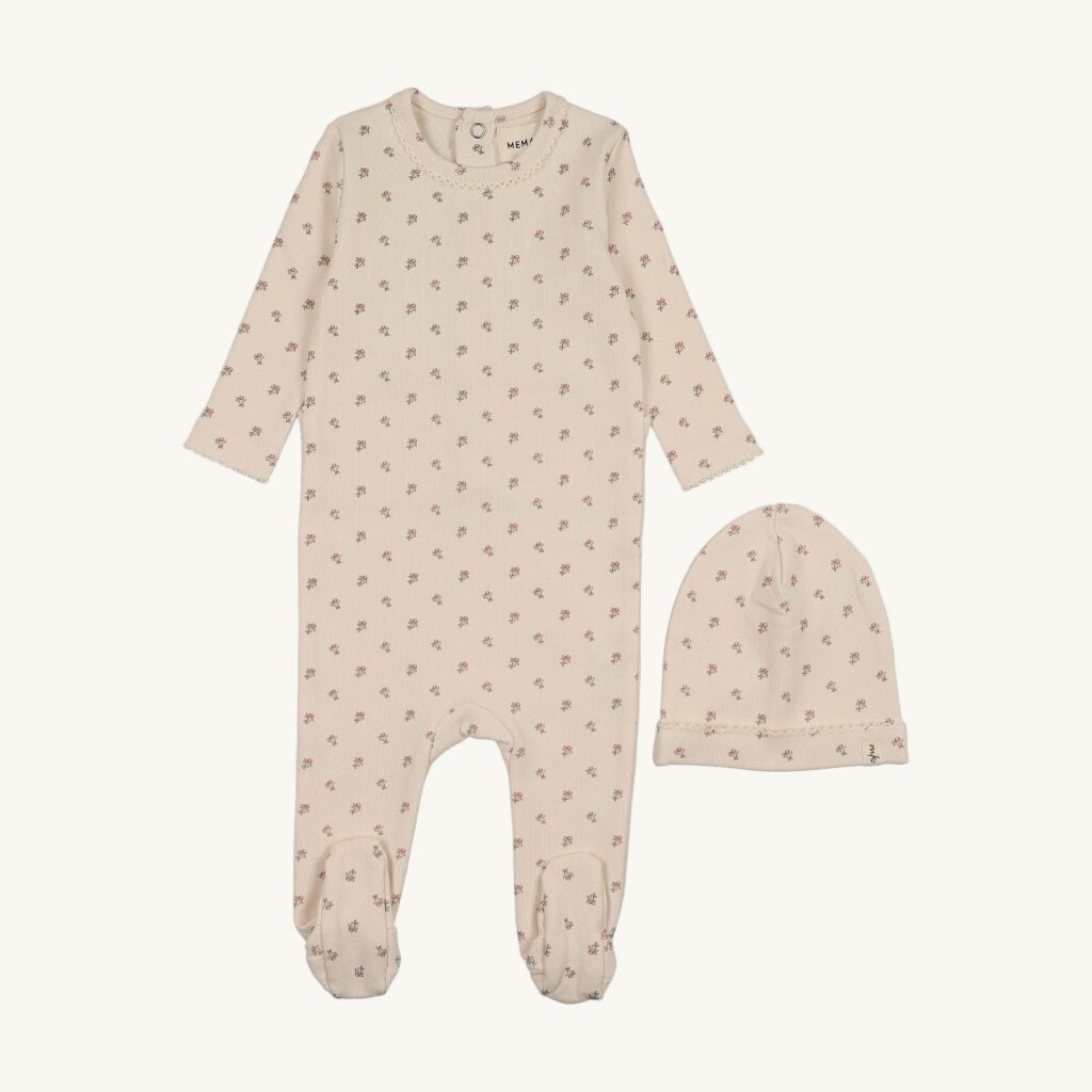Pink Berry Print Footie Set