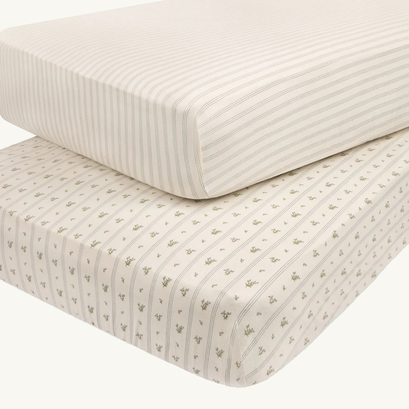 2 Pack Blue Linear Berry Leaf Cotton Sheets