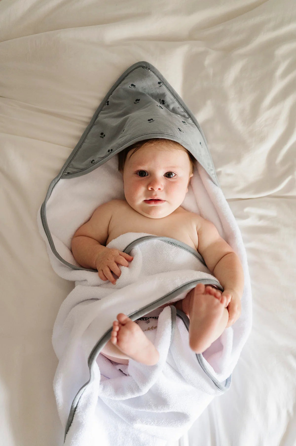 Printed Hooded Towel and Washcloth Set Blue Cherry