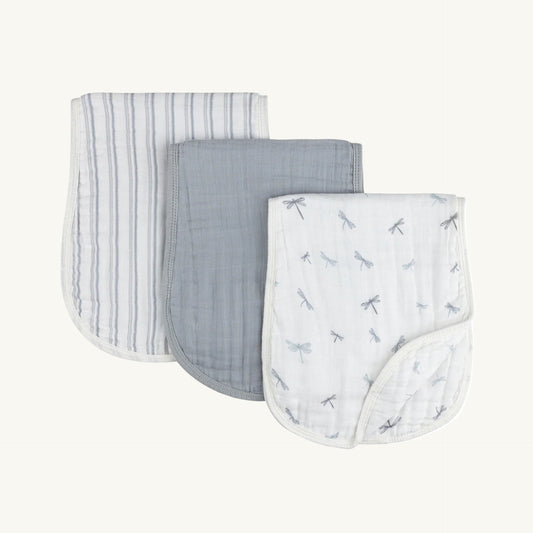 Muslin Burp Cloth 3 Pack Blue Dragon Fly