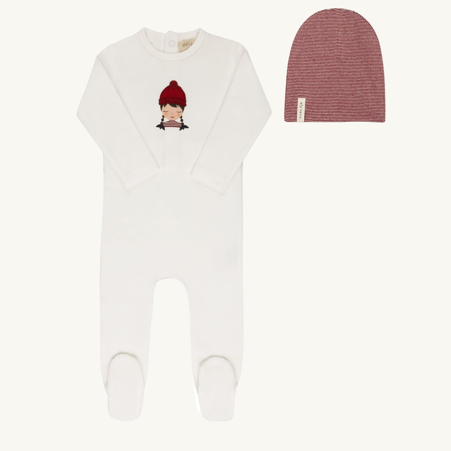 Autumn Kids Collection Ivory/Pink Footie Set
