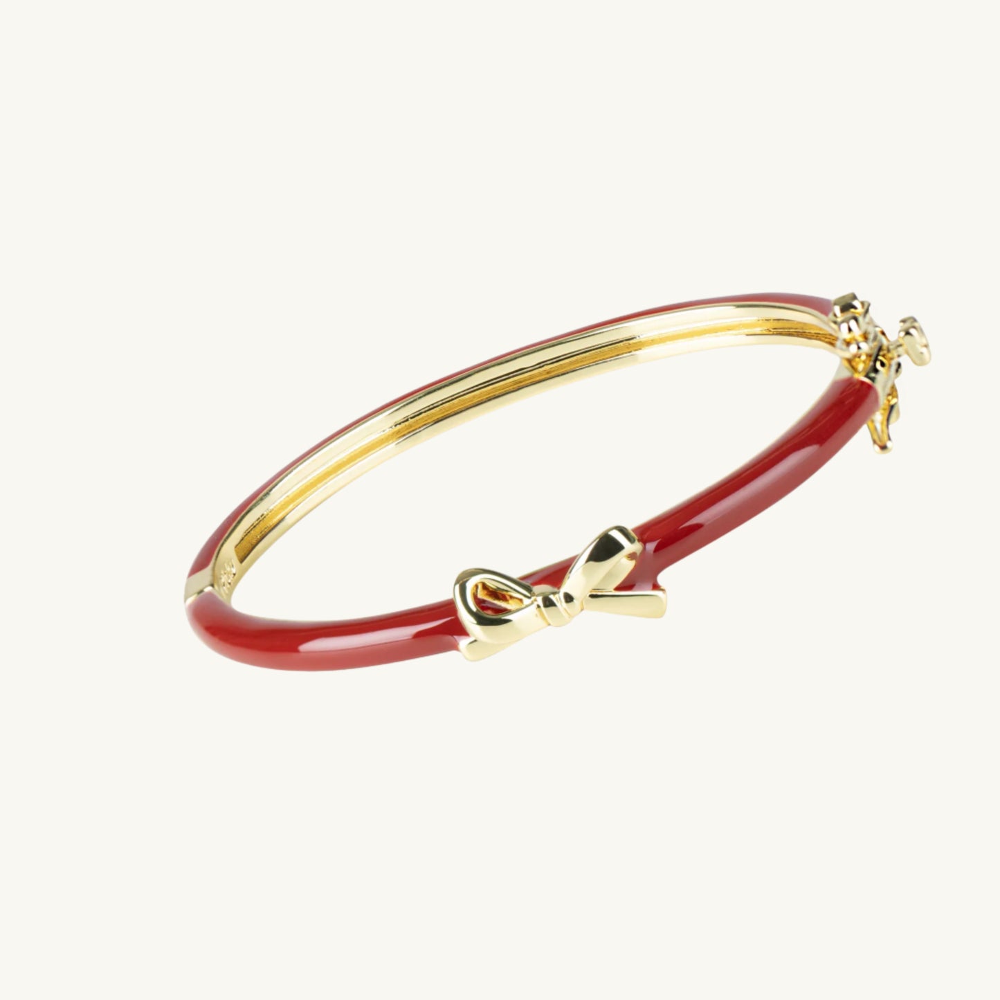 Enamal Deep Red Bangle with Gold Bow