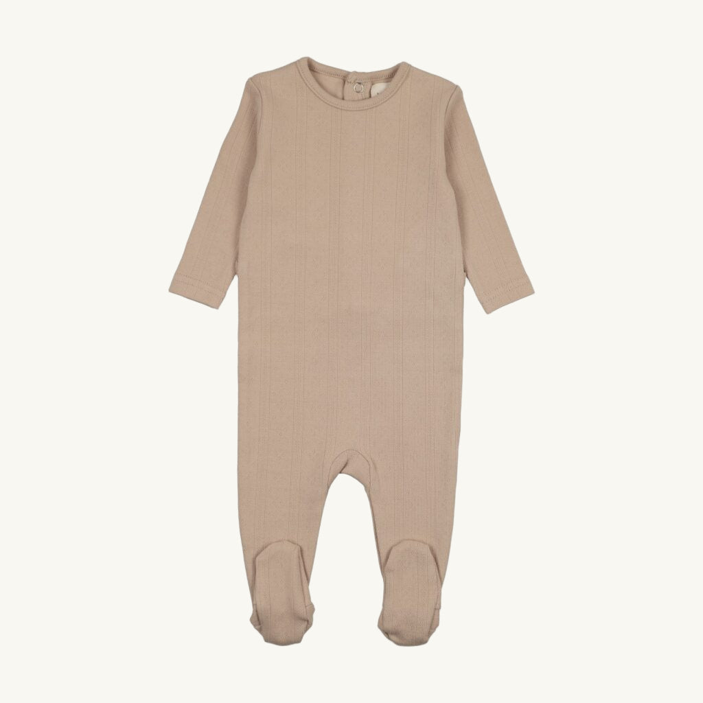 Pointelle Base Footie for Knits Beige