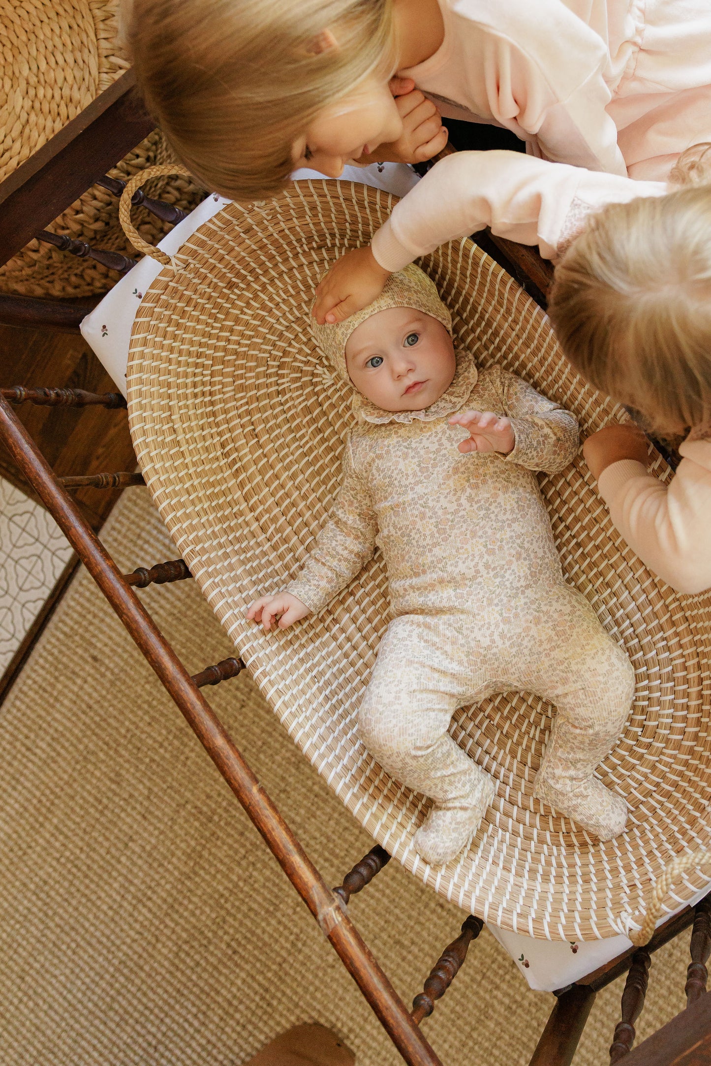 Cotton Liberty Print Ivory Floral Footie Set