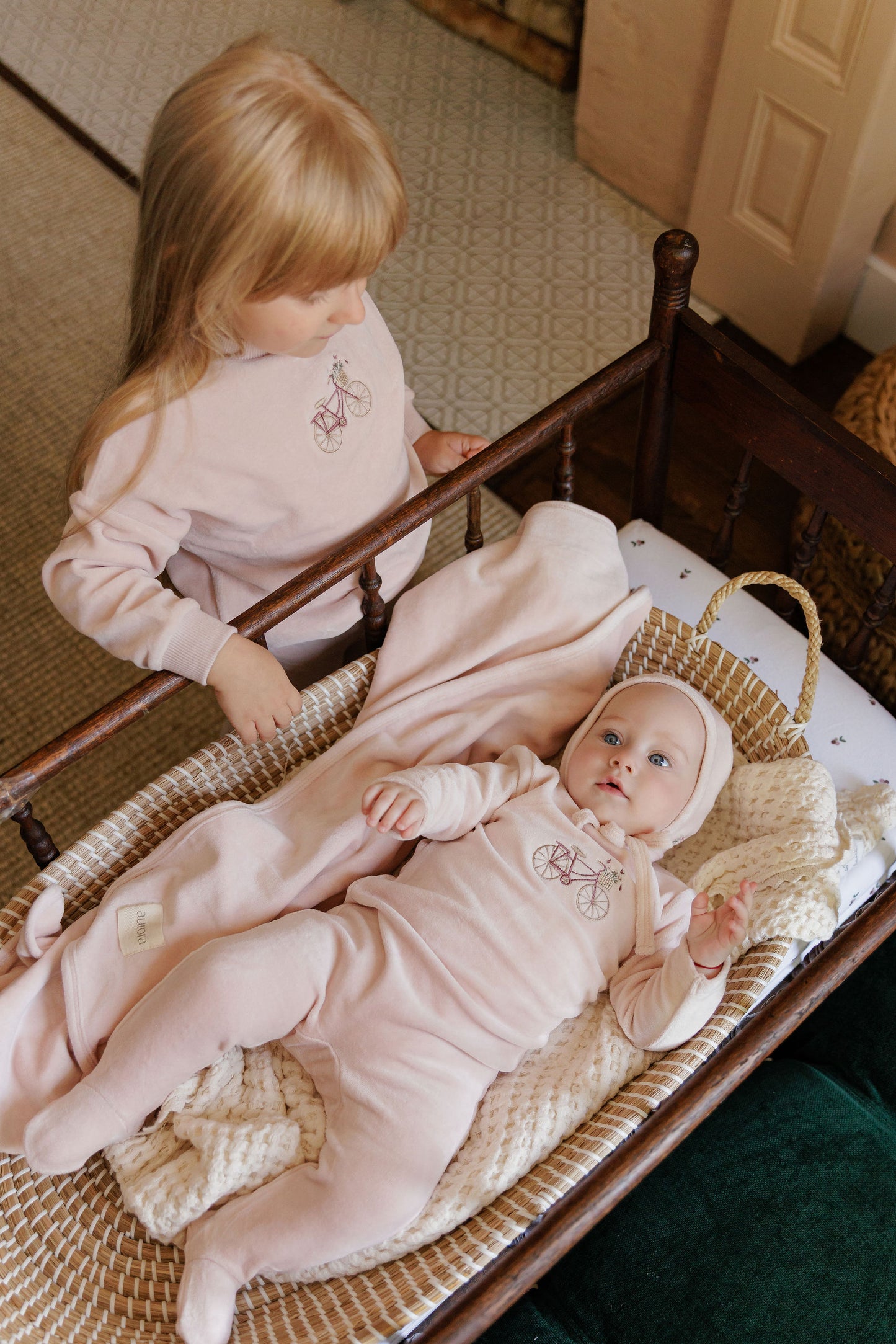 Velour Bicycle Collection Pink Layette Set