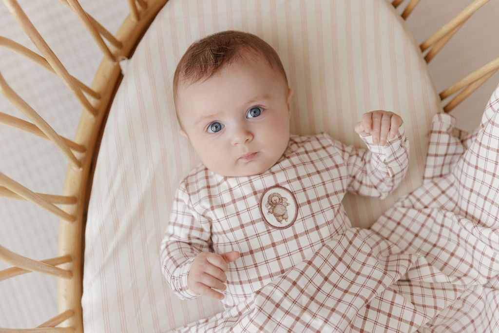 Plaid Sheep Collection Mauve Footie Set