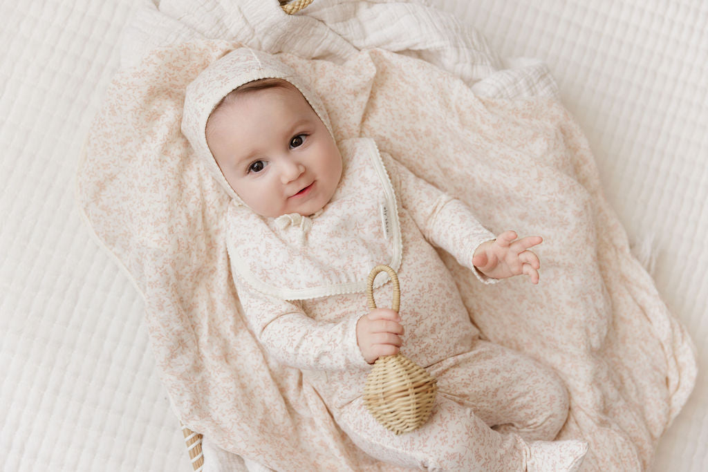 Vine Collection ivory/Pink Layette Set