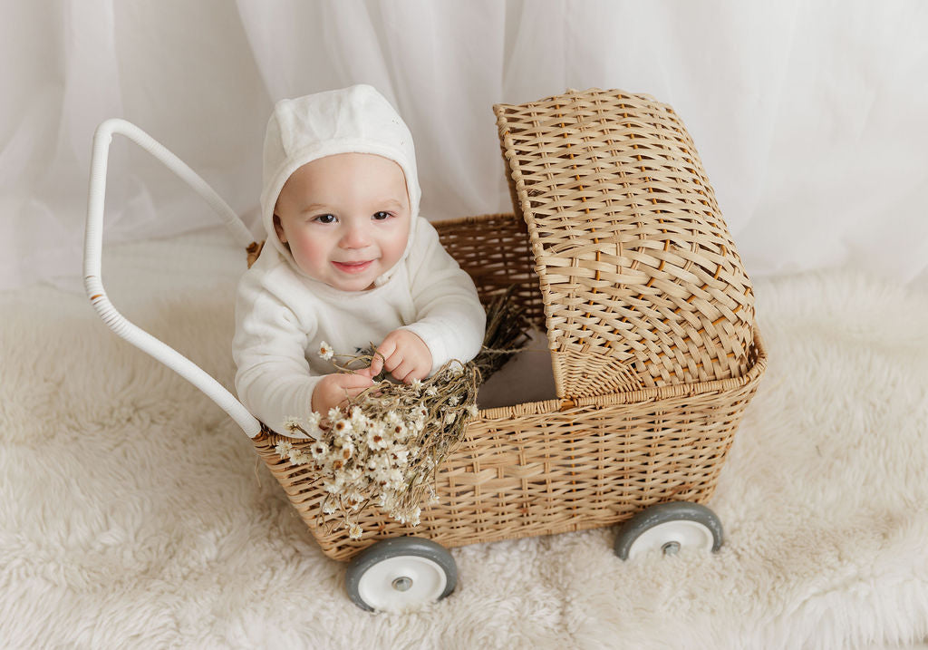 Velour Bicycle Collection Ivory/girl Footie Set