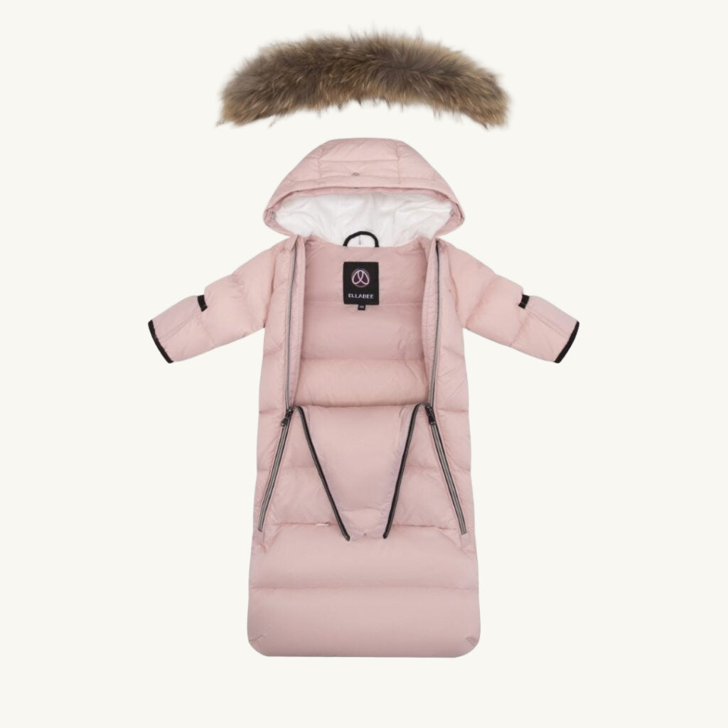Down Fur Snowsuit Baby Pink