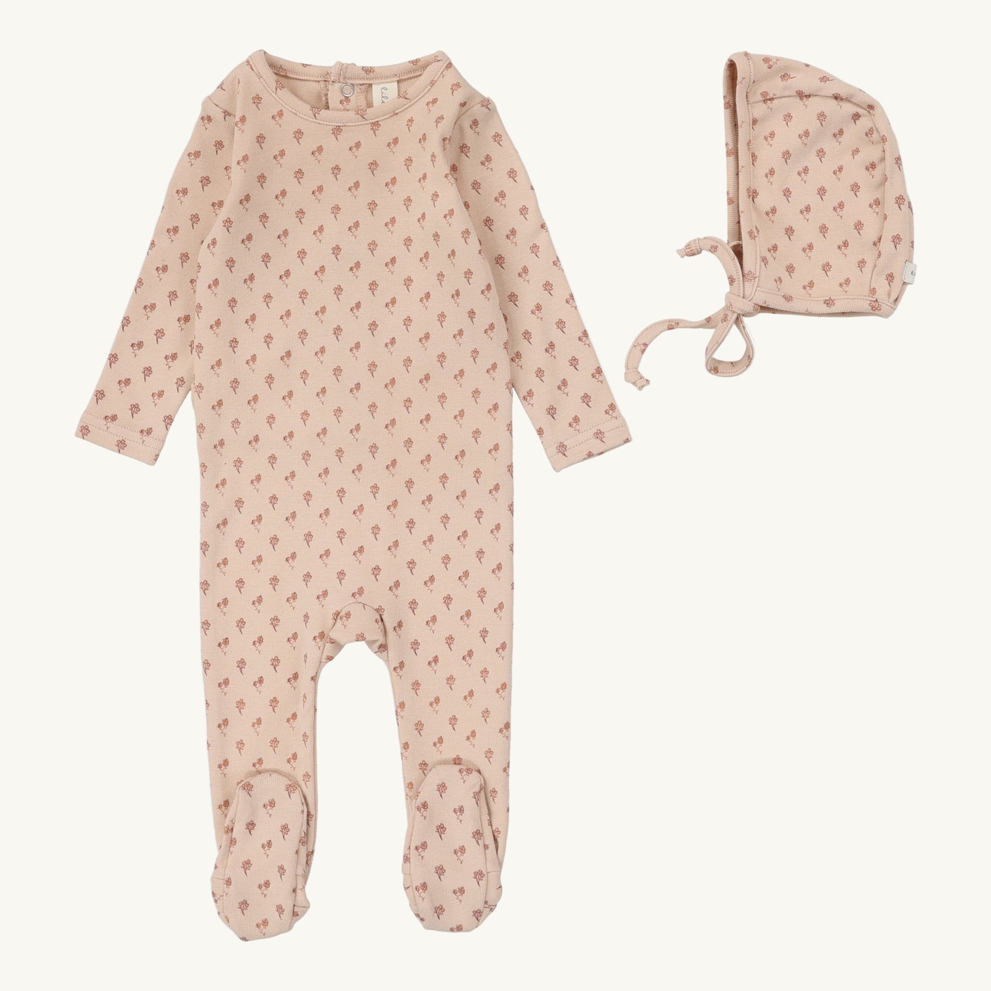 Ballard Print Footie Set Dusty Pink