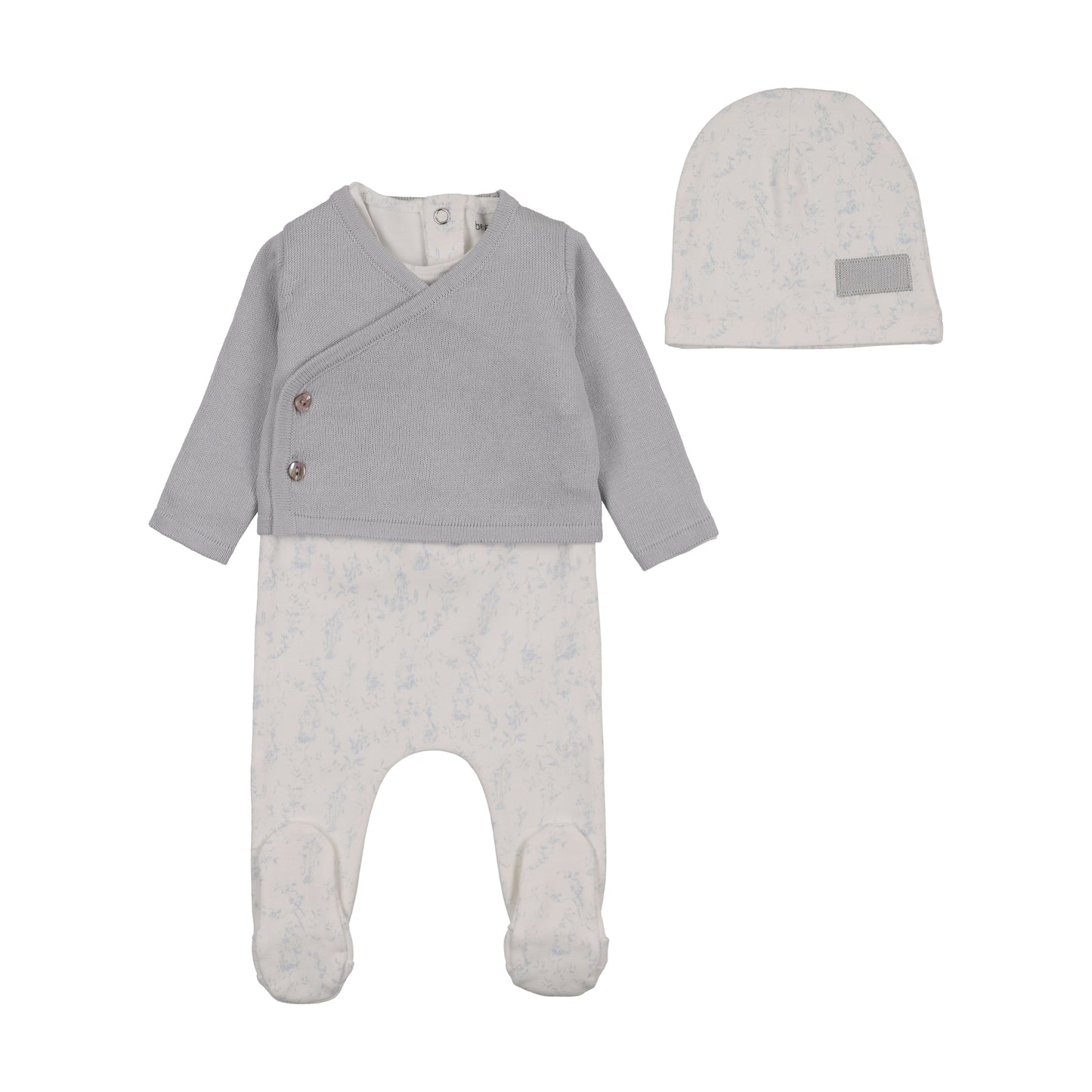 Footie with Cardigan Boutique Birdcage Toile