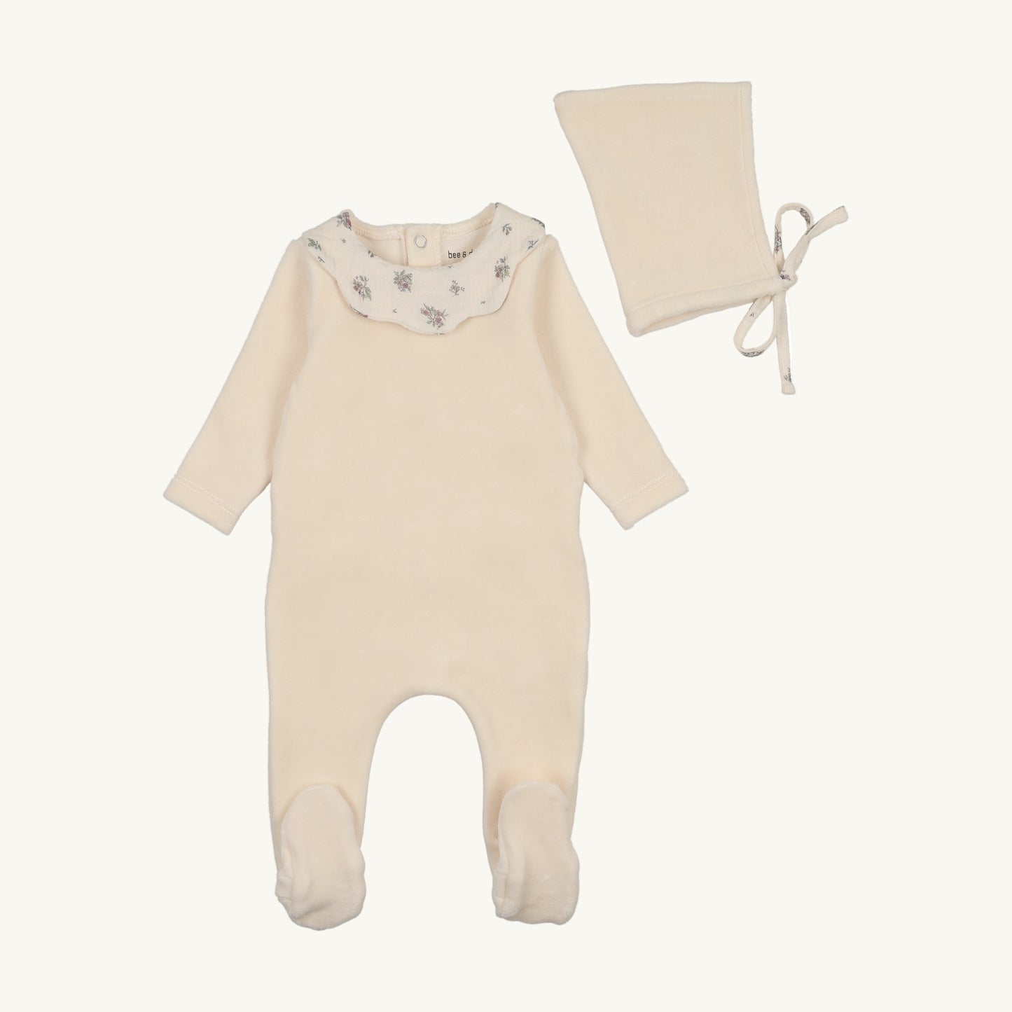 Floret Footie/Bonnet-Cream Puff Girls