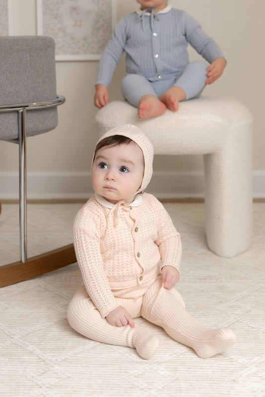 Cardigan Set Knit Ensemble Wrap with Hat