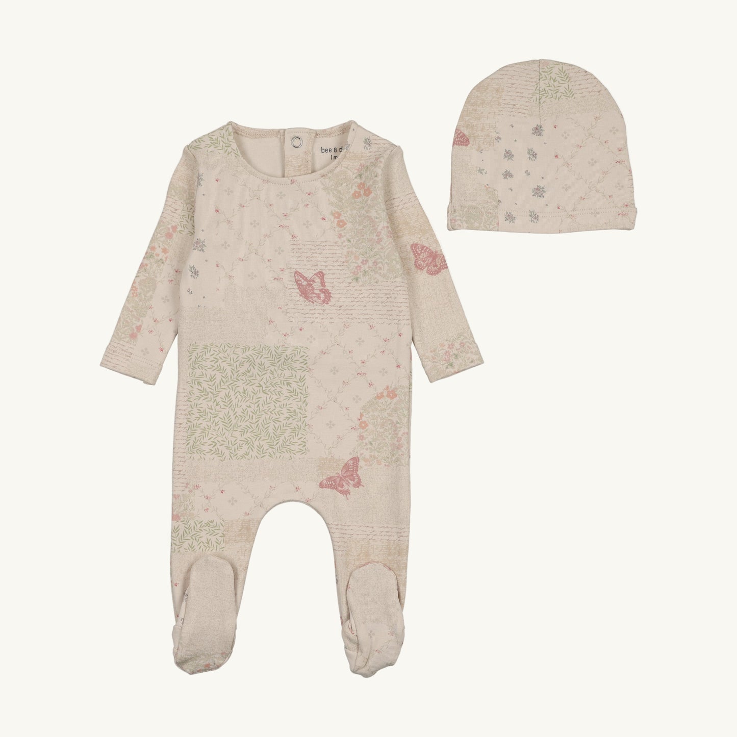 Organic Paper Print Footie/Beanie-Girls Print