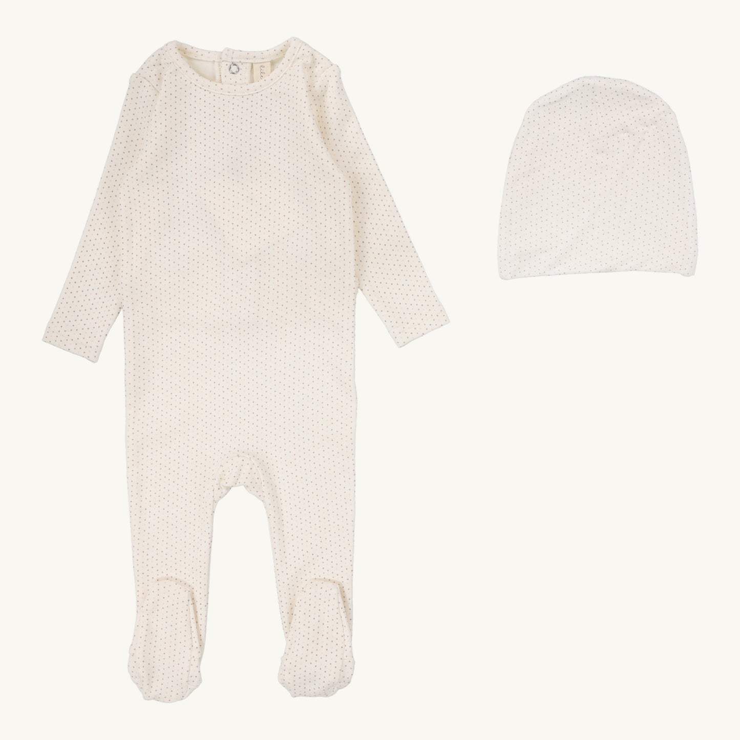 Dotted Footie Set Cream/Pink