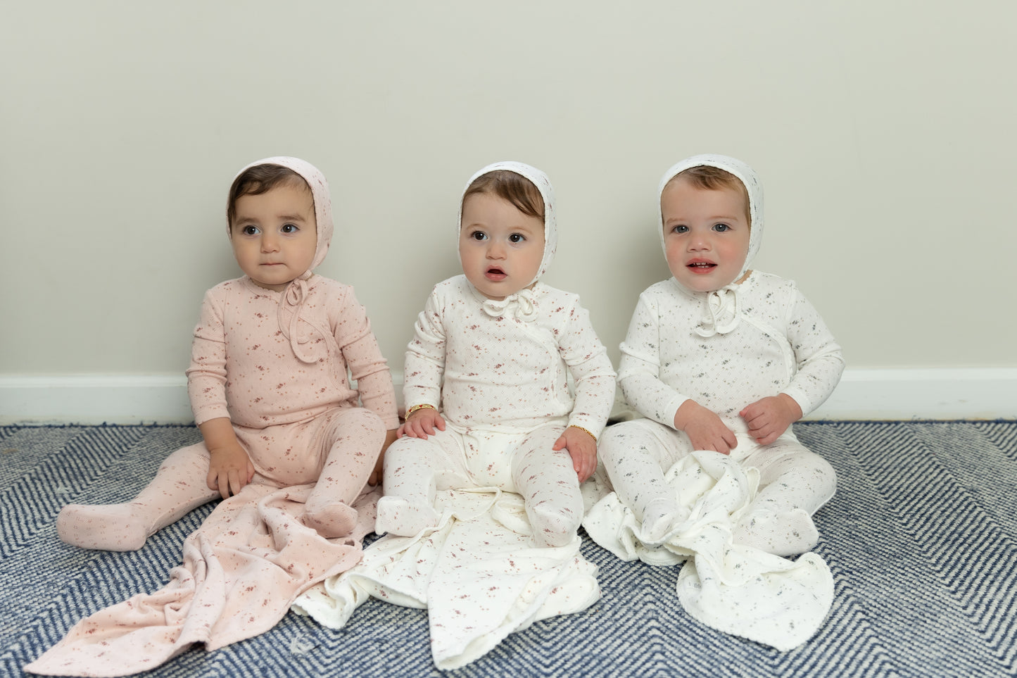 Pretty Petals Footie/Bonnet-Ivory Girls