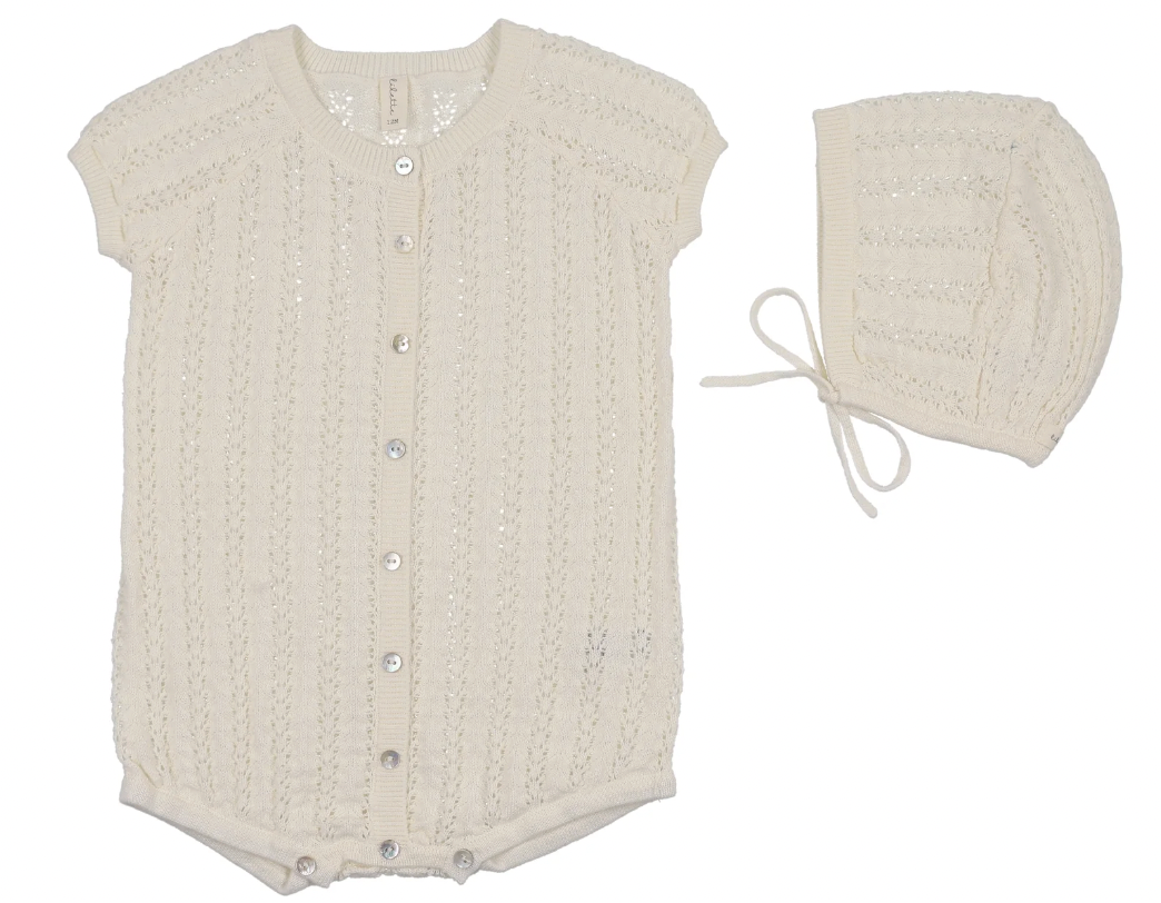 Romper Set Boys Crochet Knit with Hat