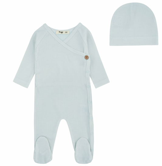 Footie Set Bamboo Ribbed Striped