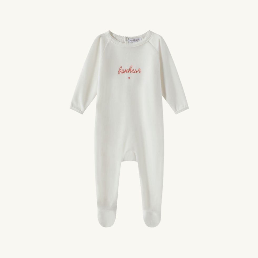 White Velour Bon Heur Footie