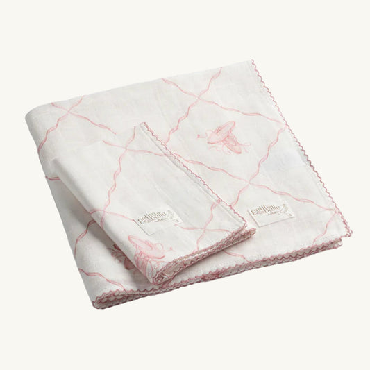 Rose Ballet Swaddle Burp Cloth Set
