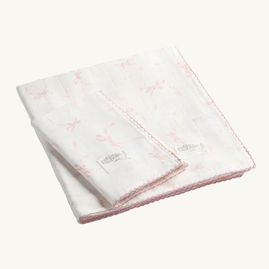 Lafayette Pink Swaddle Burp Cloth Set