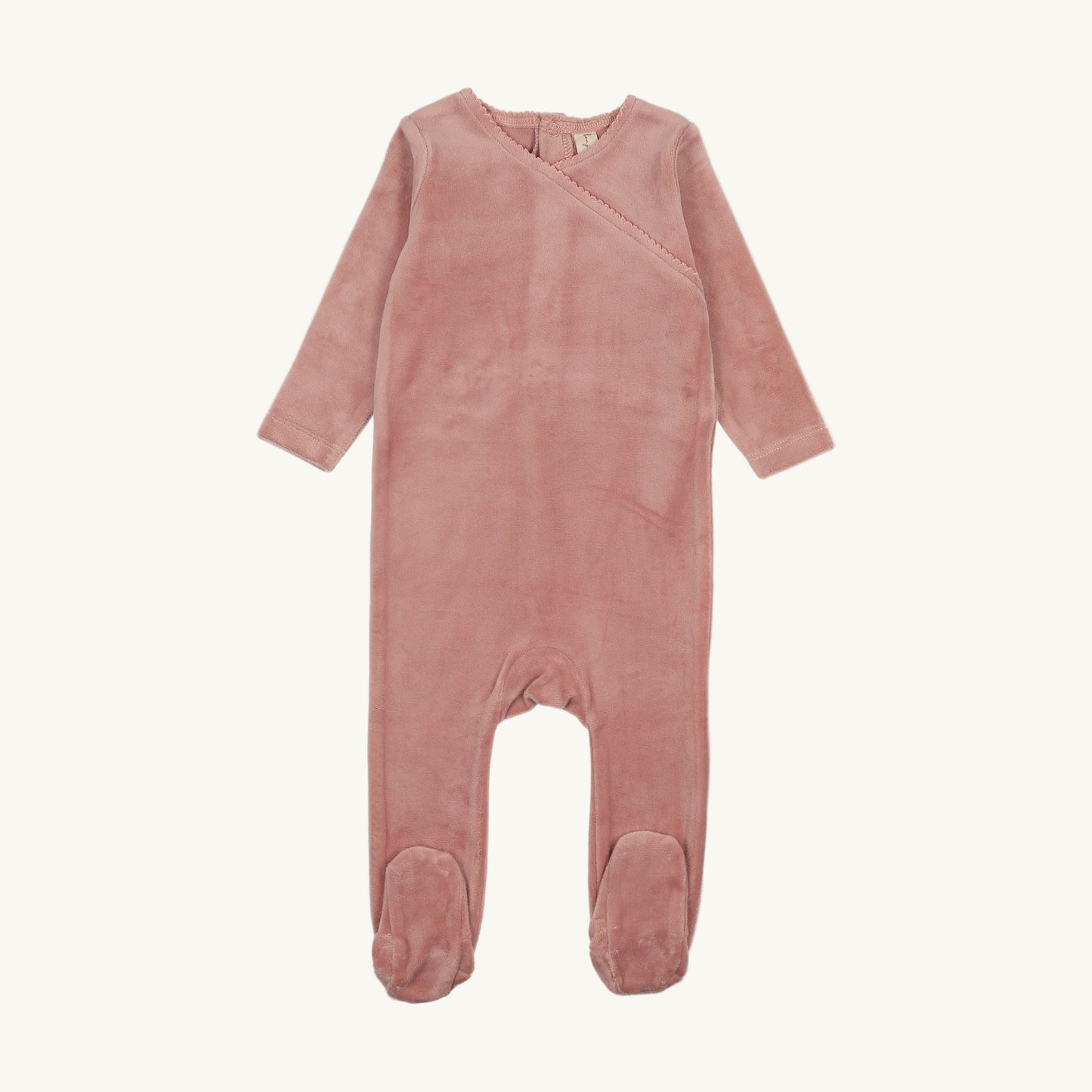 Velour Scalloped Collar Footie Pink