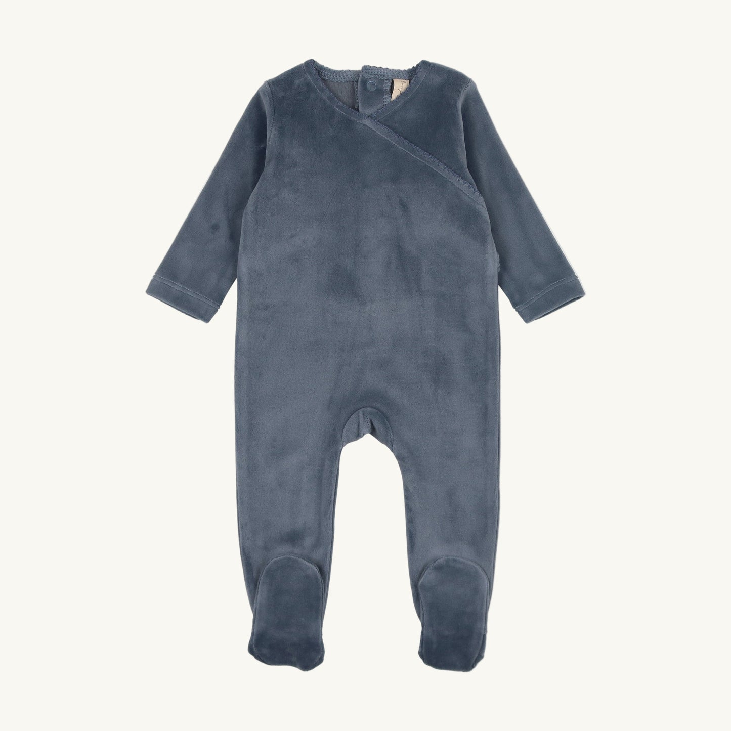 Velour Scalloped Collar Footie Blue