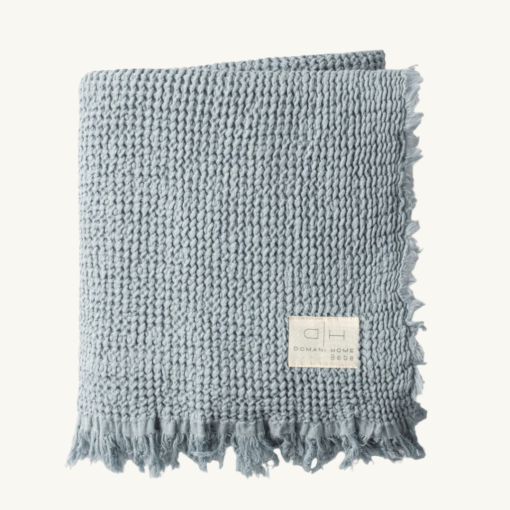 Waffle Muslin Blue Baby Blanket