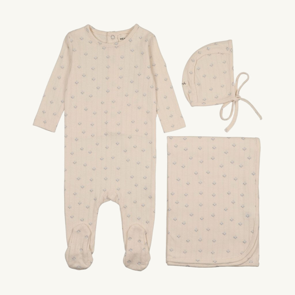 Printed Pointelle Layette Set Sage