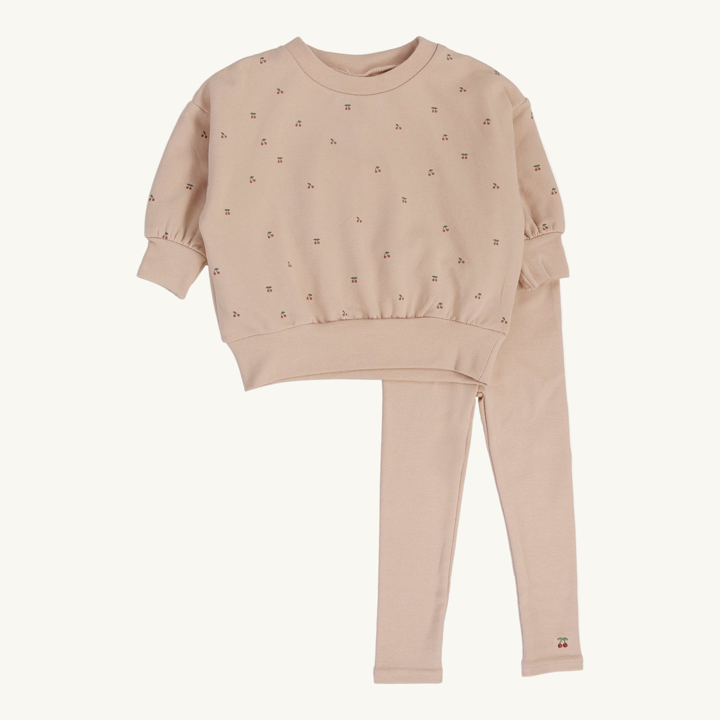 Cherry Print Set Dusty Pink