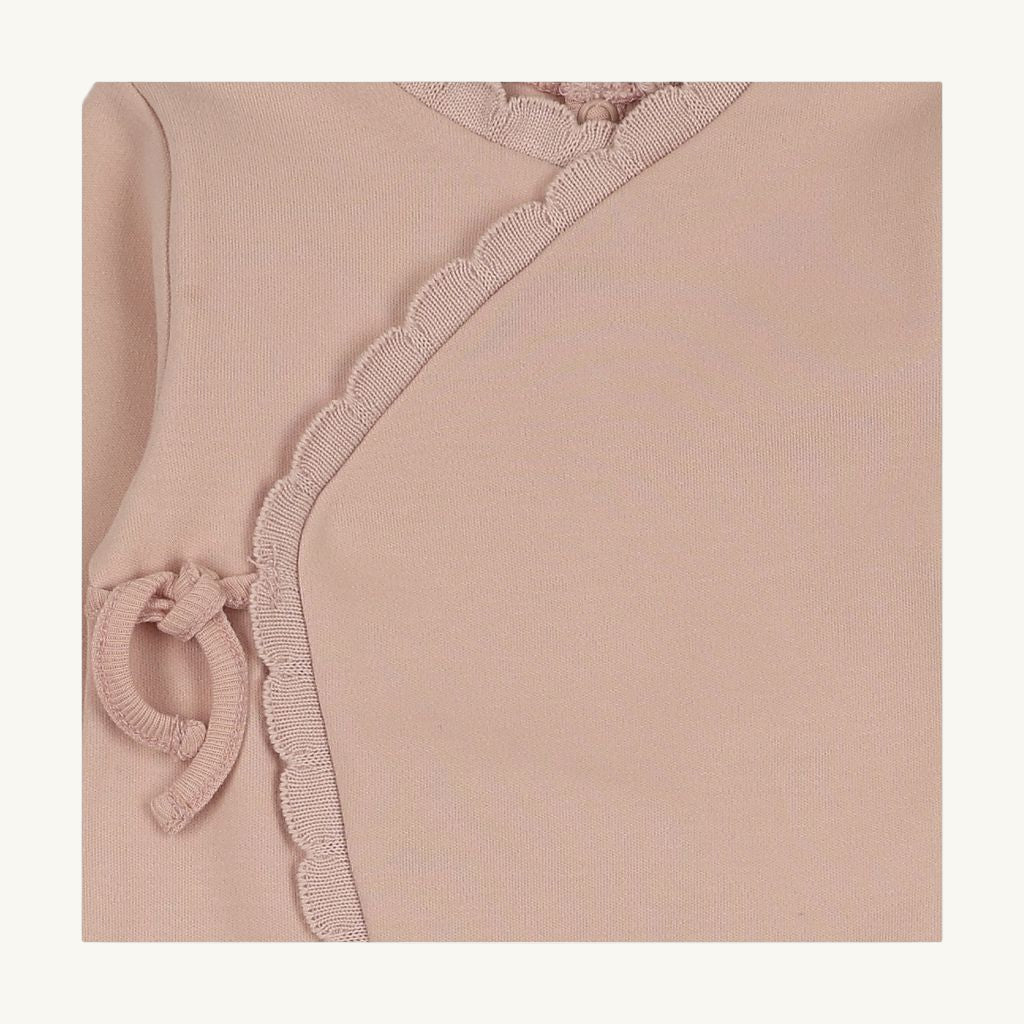 Knit Trim Wrap Layette Set Pink