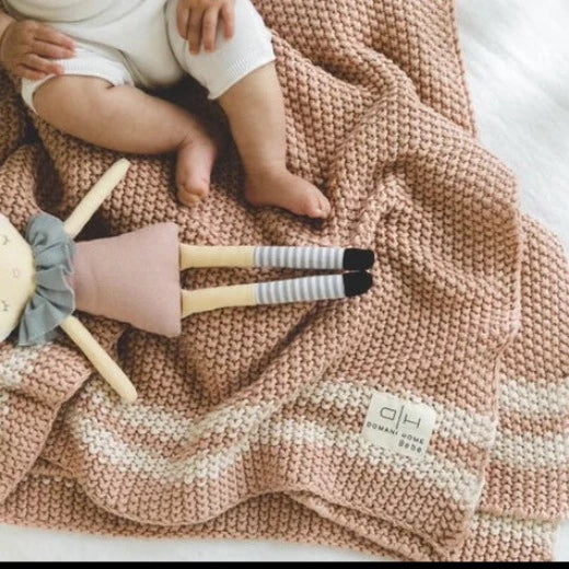 Marici Pink Shell Striped Baby Blanket