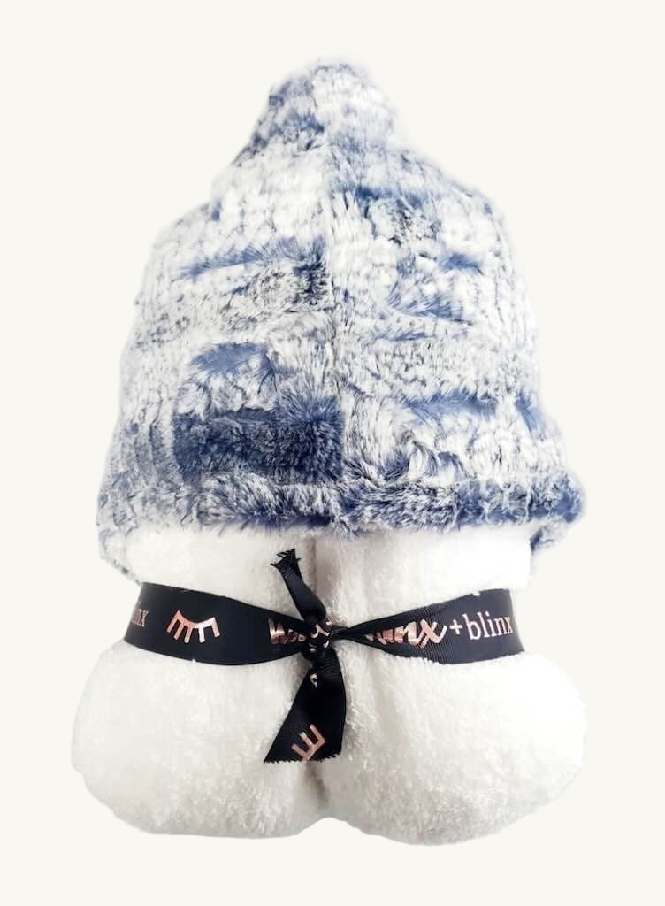 Wave Boa Navy Hooded Towel