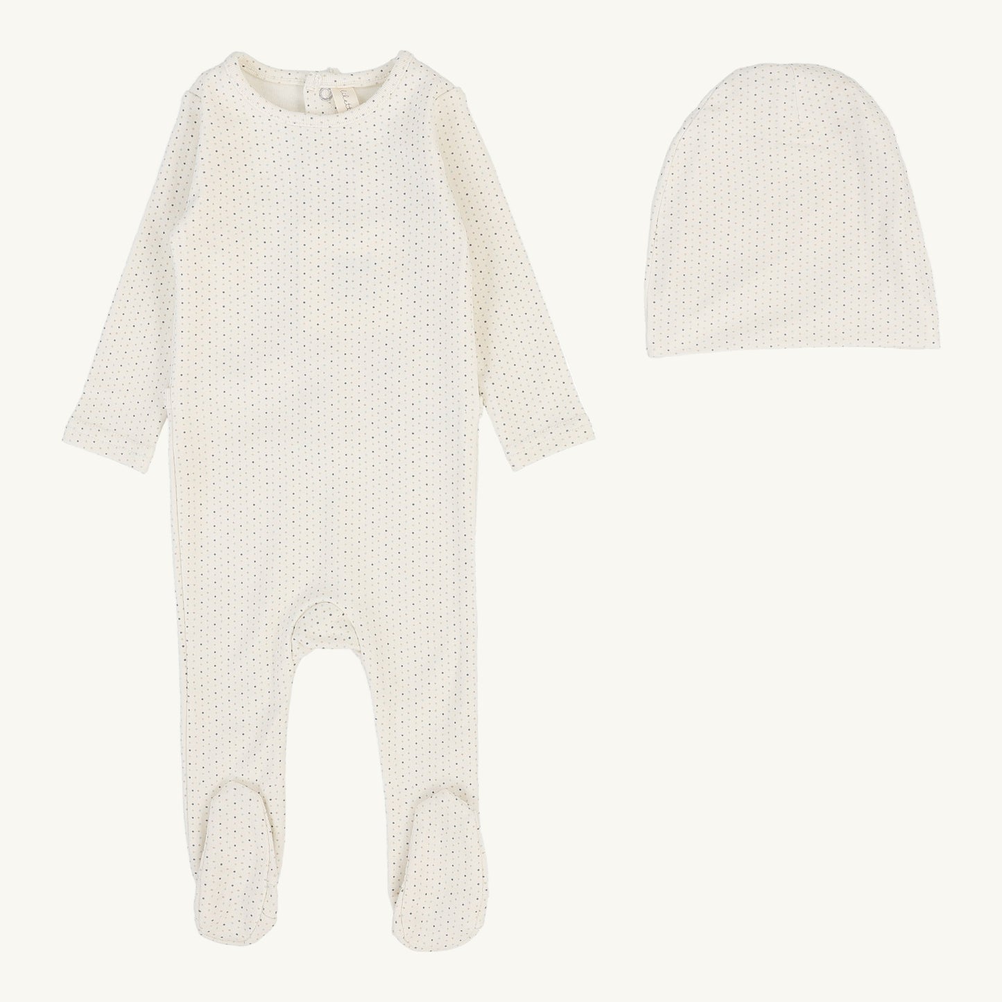 Dotted Footie Set Cream/Blue