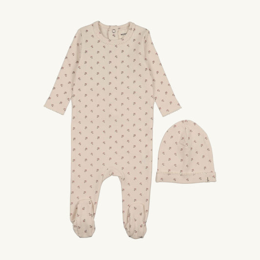 Pink Berry Print Footie Set