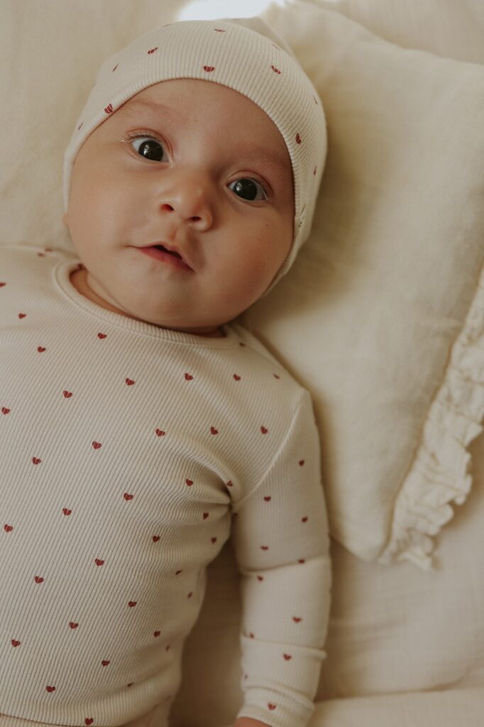 Heart printed Footie Set Red