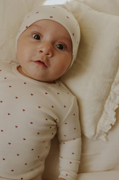 Heart printed Footie Set Red