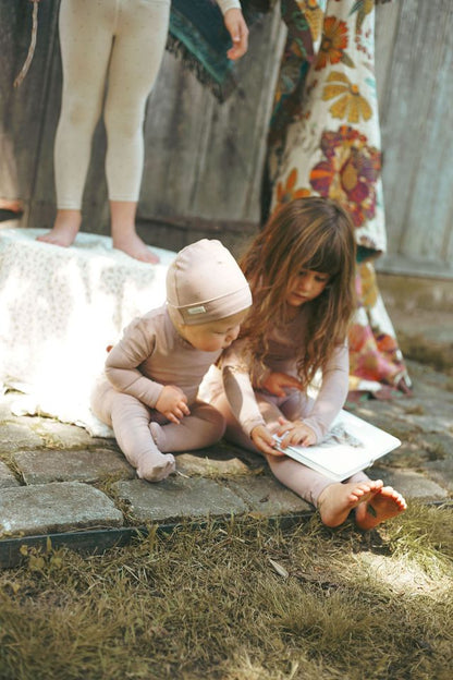 Heart Print Footie and Hat