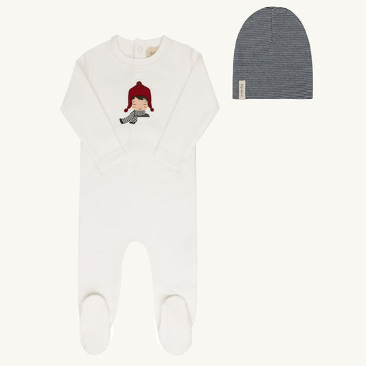 Autumn Kids Collection Ivory/Blue Footie Set