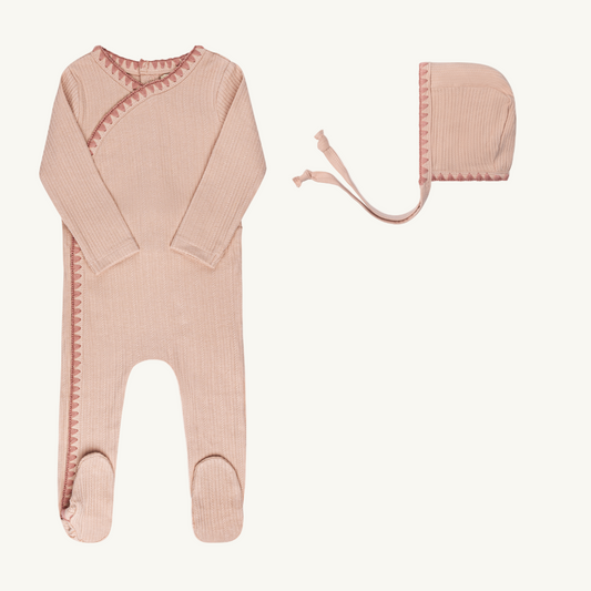 Whip Stitch Collection Pink Footie Set