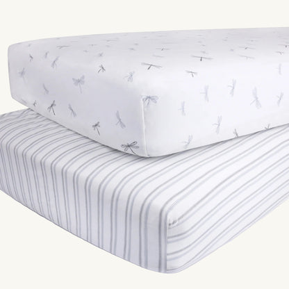2 Pack Dragonfly & Stripe Cotton Sheets