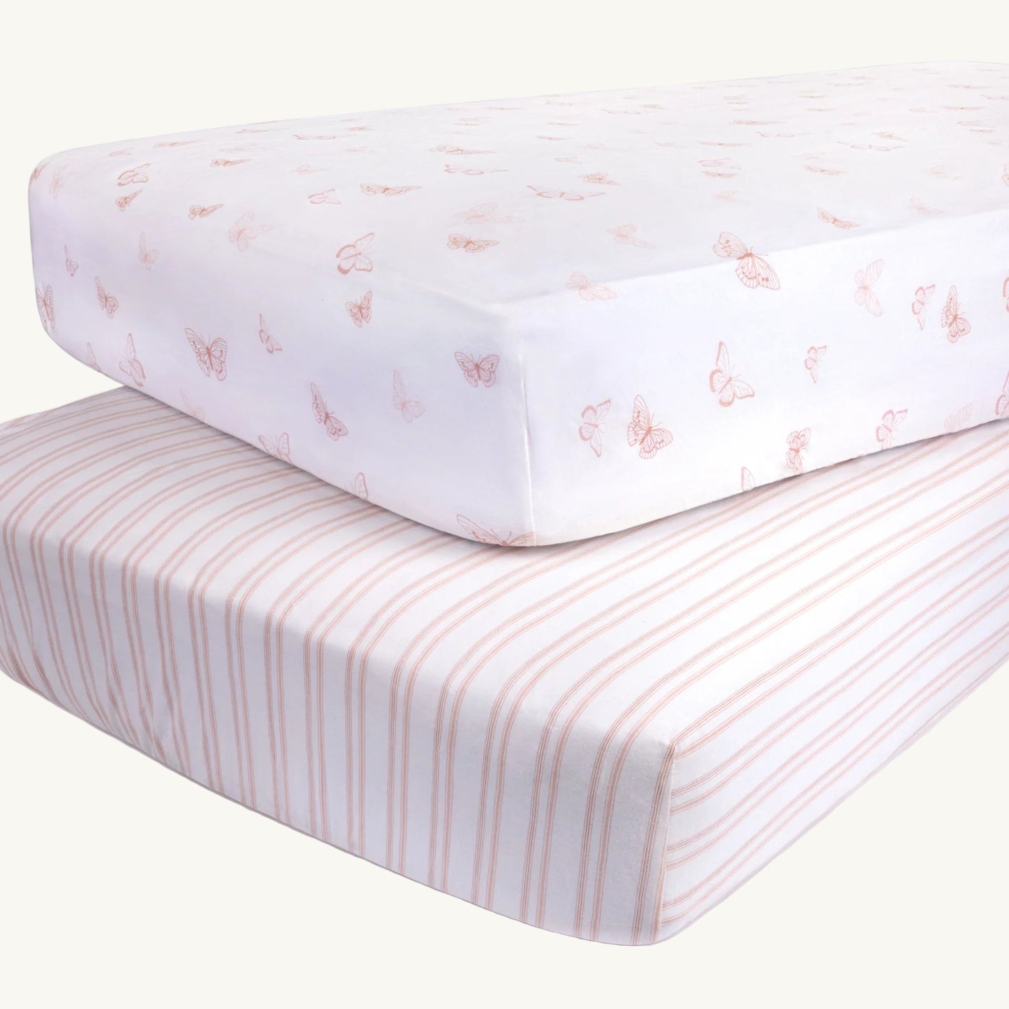 2 Pack Butterfly and Stripe Cotton Sheets