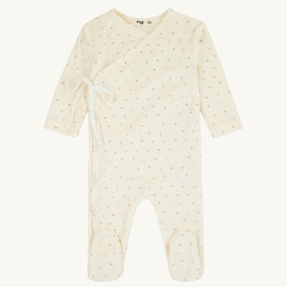 Dot Pattern Velour Footie Girl Print