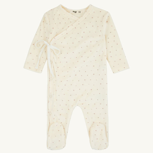 Dot Pattern Velour Footie Girl Print