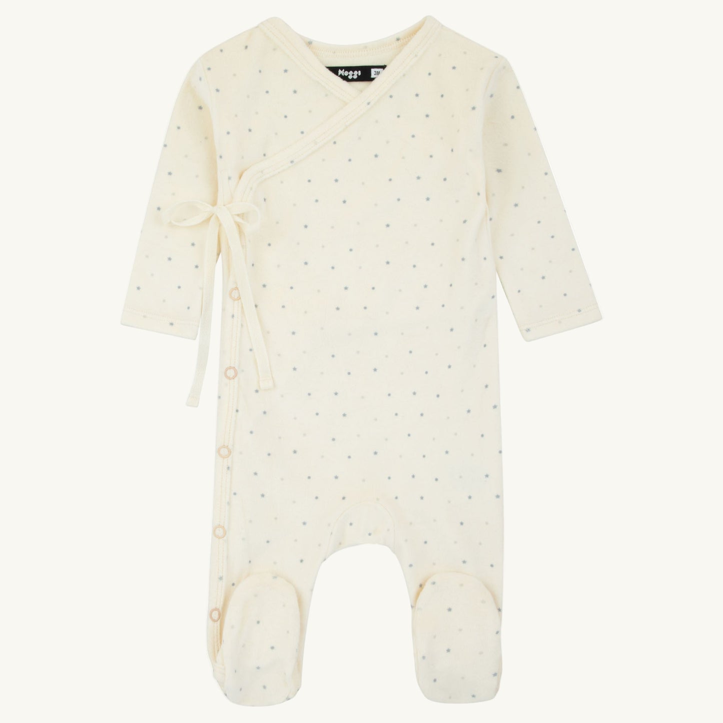 Dot Pattern Velour Footie Boy Print