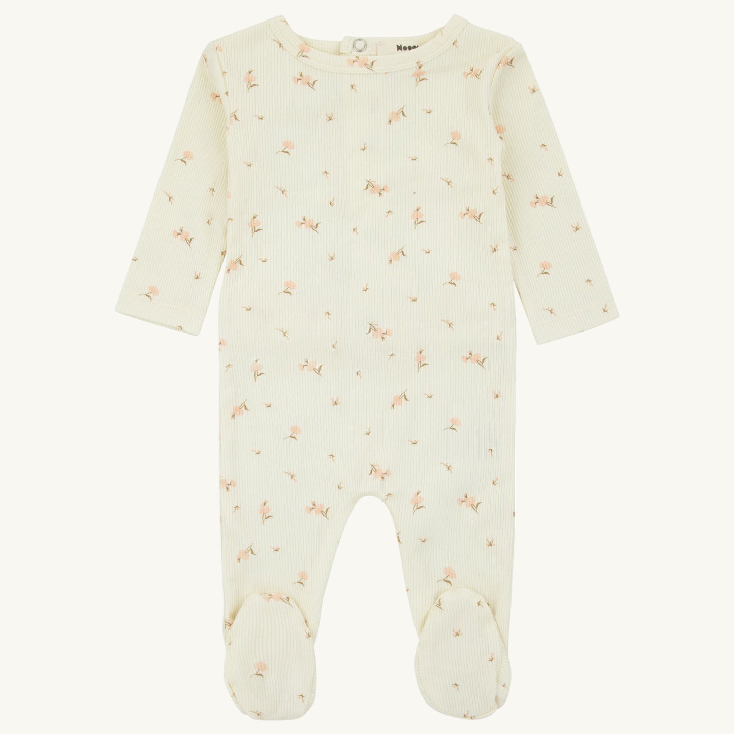 Ribbed Floral Footie Pink