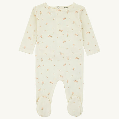 Ribbed Floral Footie Pink