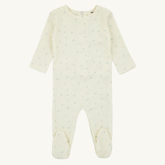 Ribbed Floral Layette Set Blue