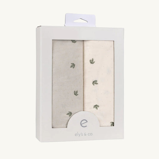 2 Pack Sage Vintage Leaf Cotton Sheets
