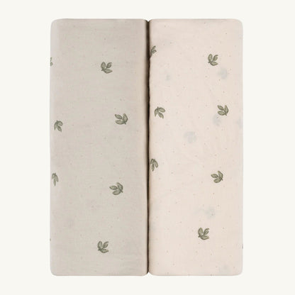 2 Pack Sage Vintage Leaf Cotton Sheets